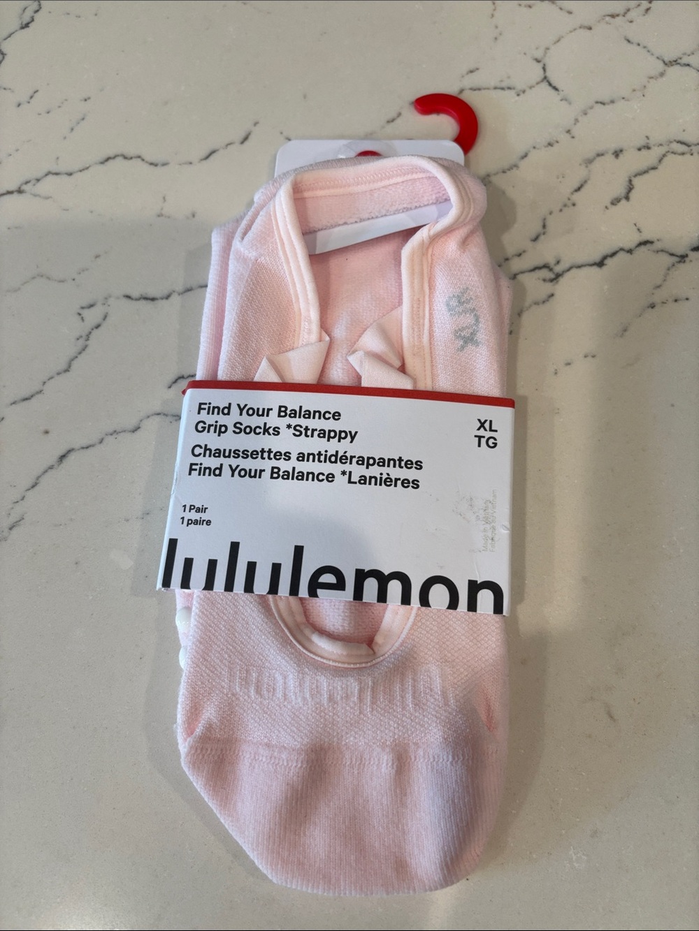 Lululemon Find Your Balance Grip Socks STRAPPY in Pink Arctic XL NWT